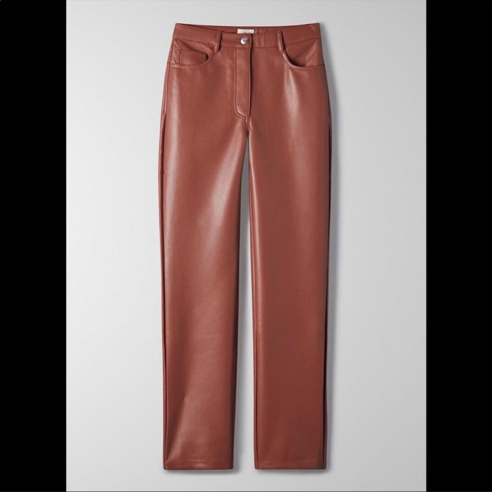Aritzia Melina Leather Patina Brown Size 4 NWT